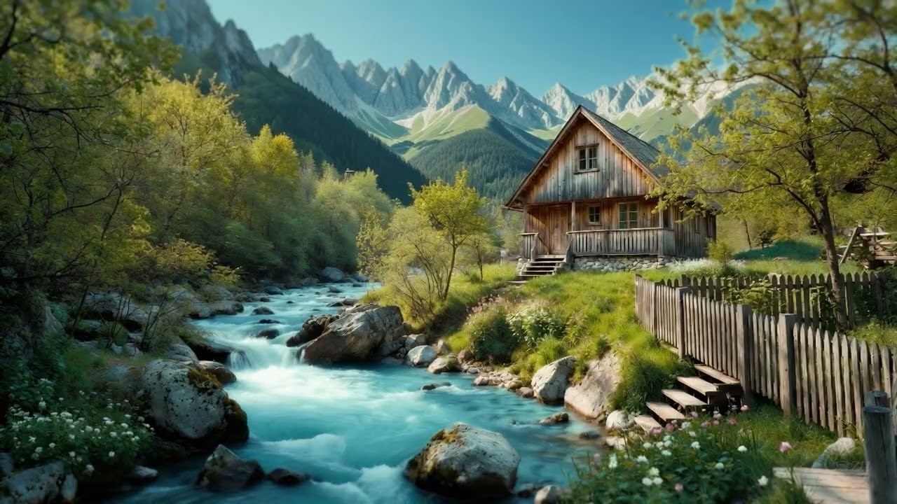 🌿 Cozy Log Cabin by Crystal River 🏞️ Mountain Forest Ambience | Relaxing ASMR Sleep