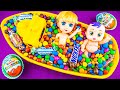 New Satisfying Video | Rainbow Color Candy Mixing in Bathtub Ship With Magic Kinder & M&M’s ASMR