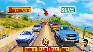 GTA 5 Indian HatchBack  Vs SUVs Cars Double Train Track Drag Race screenshot 5