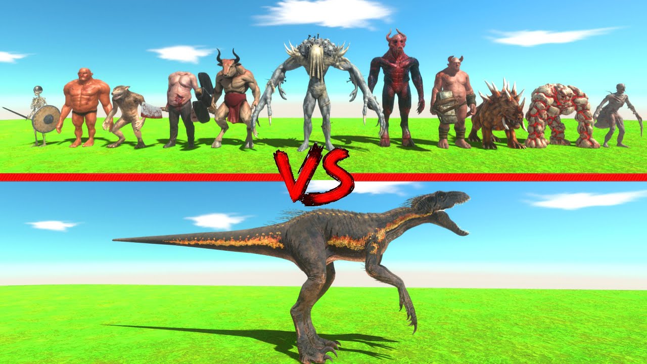 Indoraptor in Battle with Infernals and Fantasy units - Animal Revolt Battle Simulator