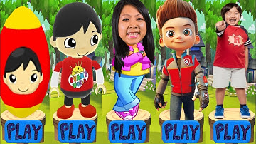 Tag with Ryan - Ryan vs Kaji Mom vs Paw Patrol Ryder Mystery Egg Run Gameplay