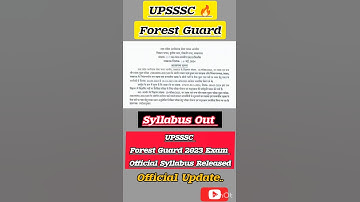UPSSSC Forest Guard Syllabus Out | Forest Guard Exam Date | Forest Guard exam pattern #upsssc#shorts