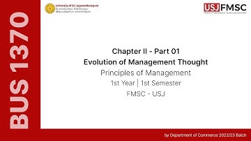 BUS 1370 | Lesson 02 | Evolution of Management Thought | Part 01