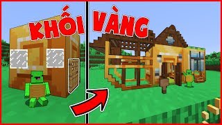 THỬ THÁCH  XÂY NHÀ TRONG KHỐI VÀNG MINECRAFT*REDHOOD GIÚP CHÚ RÙA SỐNG TRONG KHỐI VÀNG #4