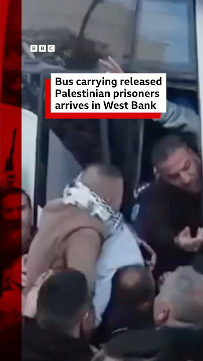 The bus came from Israel's Ofer prison, it follows the release of three hostages in Gaza. #BBCNews