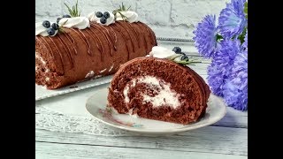 Простой бисквитный рулет с какао! Рецепт вкусного шоколадного рулета! Простой бисквитный рулет с какао! Рецепт вкусного шоколадного рулета!