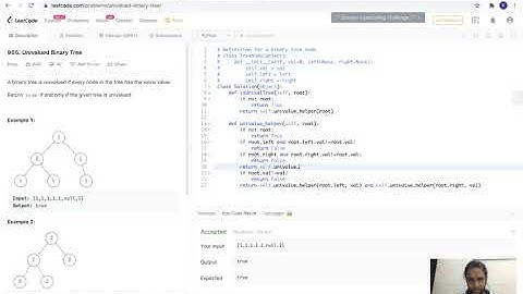 leetcode-965 : Univalued binary tree (using recursion without additional variable)