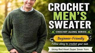 Part 3: Back Panel to Armholes - Men's Crochet Sweater Stitch Along