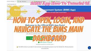 BIMS App How To Tutorial 01: How to Open, Login, and Navigate the Main Dashboard