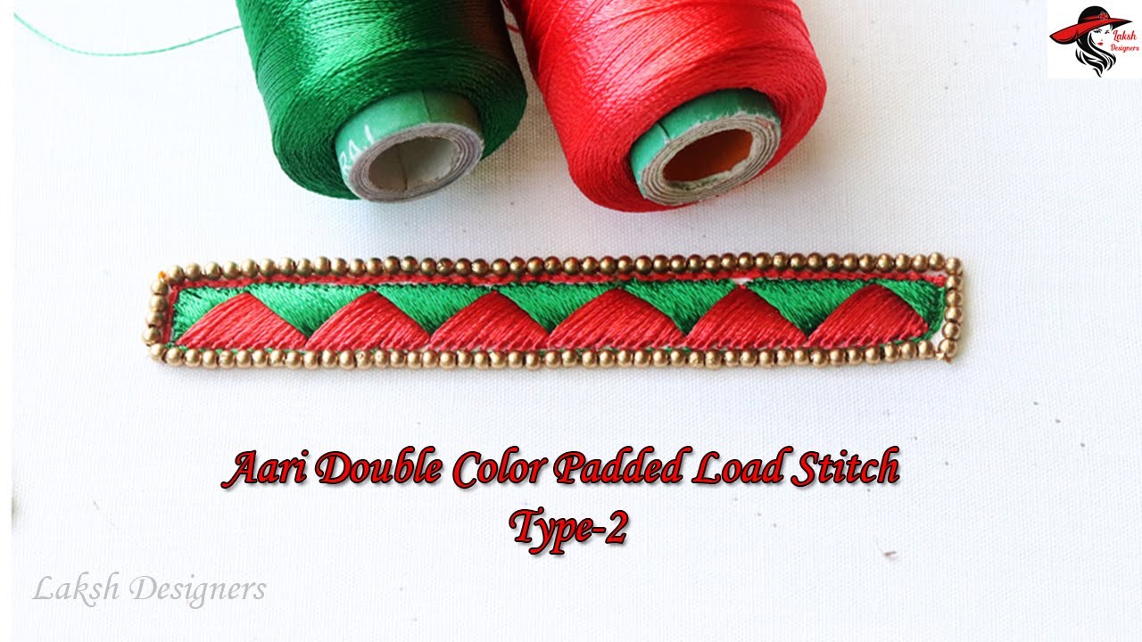 Aari Double Color Padded Load Stitch Type-2 Tutorial | aari work basic stitches online classes tamil