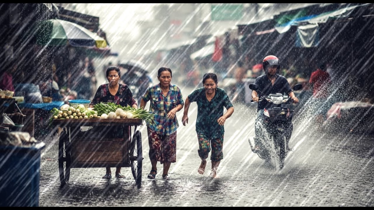 EXTREME WEATHER ⛈️ Heavy Rain & Loud Thunder in a Quiet Village | Rain Sounds for Sleeping