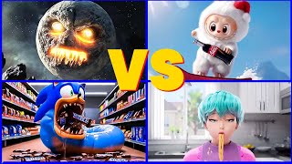 SONIC WORM VS LABUBU VS KPOP HUNTERS VS MONSTER LUNER MOON TILES HOP screenshot 2