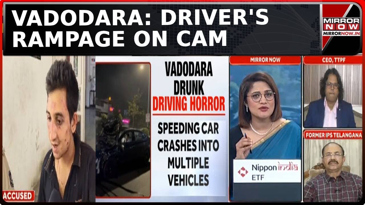 Vadodara: Driver's Rampage On Cam, Woman Killed, 4 Injured; Screams 'Another Round?' | News Debate