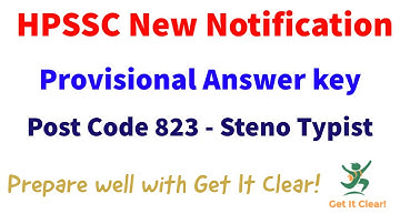 HPSSC - Provisional Answer Key STENOTYPIST POST CODE 823 | Hamirpur | Himachal Government Jobs