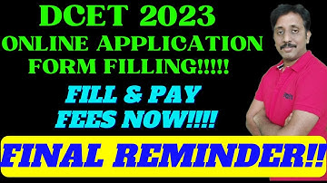 Final Reminder!!!! DCET 2023 Online Application Filling & Fee Paying Last Date |ND Academy Coaching