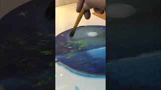 Moon painting Tutorial✨🌌 with aesthetic arabic calligraphy #arabic #painting #easy #artwork #art