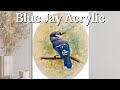 How to paint feathers with Acrylic - suitable for beginners - Bluejay - Paint with Maz.