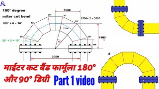 180° degree miter pipe band  formula  | माईटर कट पाईप एल्बो 180 डिग्री फार्मूला