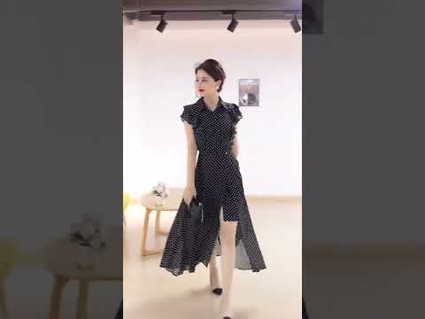 Video VÁY ĐẦM TRUNG NIÊN. VÁY CHẤM BI SANG TRỌNG MÃ DP122. - youtube