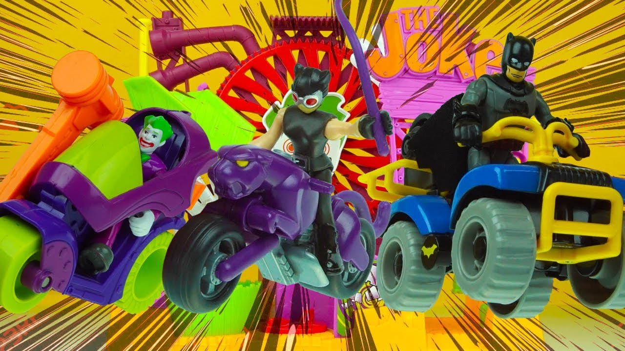 BATMAN vs CATWOMAN vs JOKER NEW motorcycles imaginext superhero toys