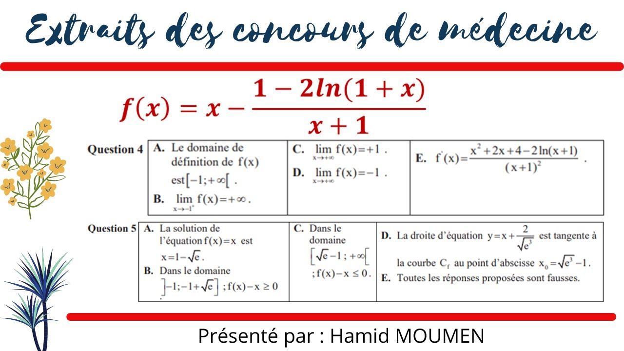 Préparation au concours de médecine||Exercices sur les fonctions (Astuces)