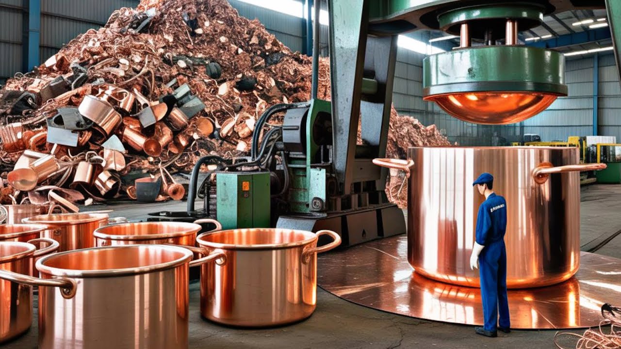 Inside Industry Recycling of Copper Scrap Into New Biggest Copper Cooking Pots