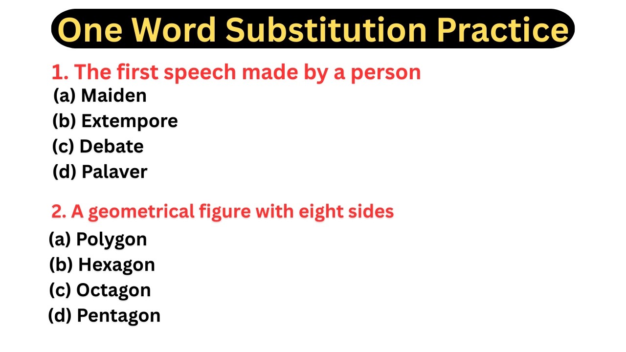 One - Word Substitution Practice || One Word || One Word Substitution for SSC CGL, CHSL, MTS, CPO ||