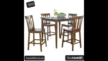 5 PC Mission Style Counter Height Dining Set Kitchen Table 4 Chairs Black Brown NEW