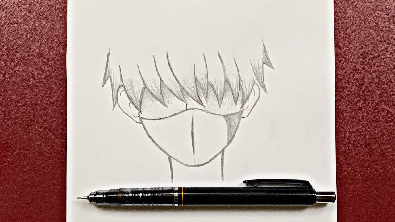 Easy anime drawing, how to draw anime boy wearing a mask easy step-by-step  