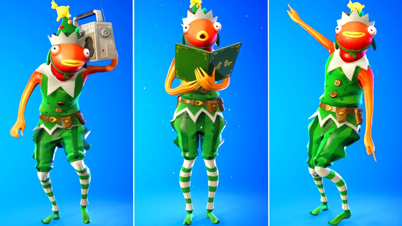 FALALALA FISHSTICK Skin with Best Fortnite Dances & Emotes! (Mashed