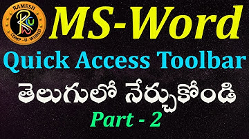 Quick Access Toolbar Options in Telugu || MS-Word || By K. Ramesh