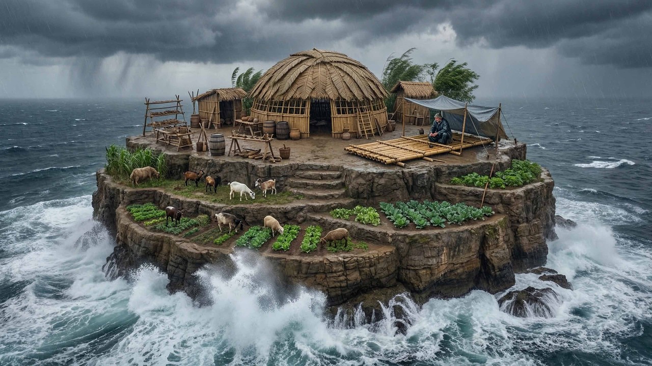 72 días para construir un refugio de bambú en una península peligrosa sin herramientas modernas