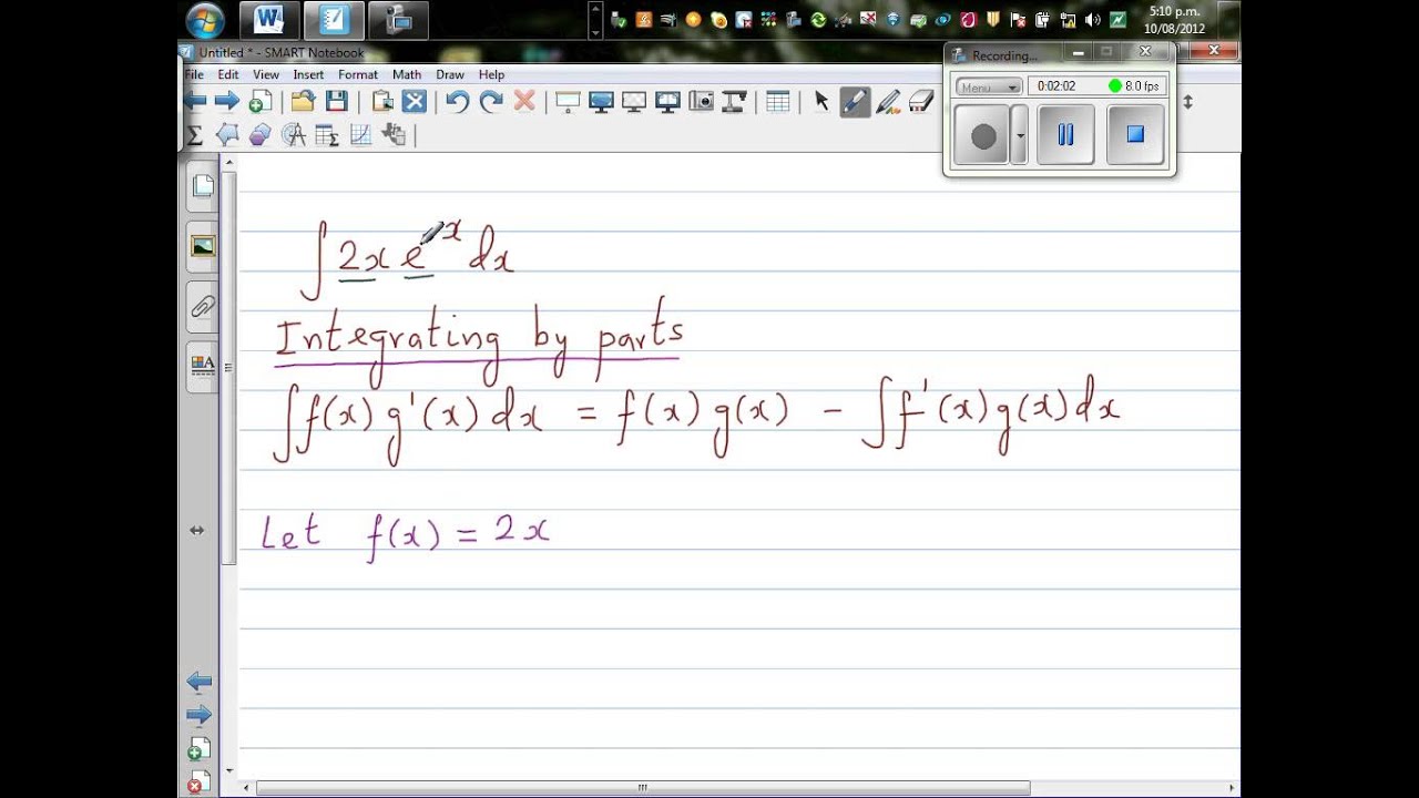 Integration Of 2x E 2dx By Integrating By Parts Method YouTube Integration Of 2x E 2dx By Integrating By Parts Method YouTube
