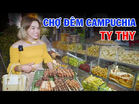 Ty Thy đi dạo chợ đêm Campuchia gặp nhiều món ăn hấp dẫn ngon xuất sắc – Ty Thy Vlog Gỏi đu đủ