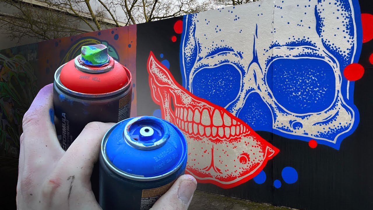 PAINTING WITH 2 OUTLINE COLORS - a quick SKULL to finish the year