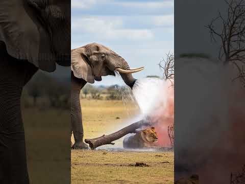 Elephant Fights Off Fire To Save Lioness In Danger! #rescue #animals #wildlife