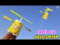 How to make paper cup helicopter  rubber band powered flying plane  easy paper toy