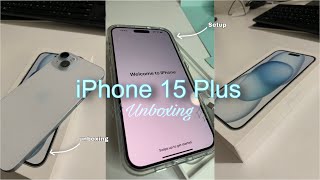 UNBOXING MY IPHONE 15 PLUS (blue) + setup