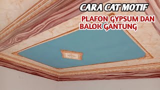 cat  motif plafon gypsum dan balok gantung || plafon gypsum terbaru