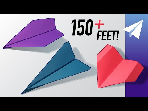 How to Fold 3 NEW Paper Airplanes! 1 Dart (Flies 150 feet), 1 Glider, and 1 Hybrid