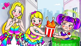 [🐾paper doll🐾] Rainbow Rapunzel Family Save Daughter Bad | Rapunzel Compilation 놀이 종이