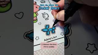 Draw the sticker effect! #howtodraw #howtocolor #adultcoloring #markerart #stickereffect