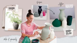 DIY Textured Clay Vases | Thrift Flip | Under $5 Ceramic Painted Restoration Hardware Inspired Vase