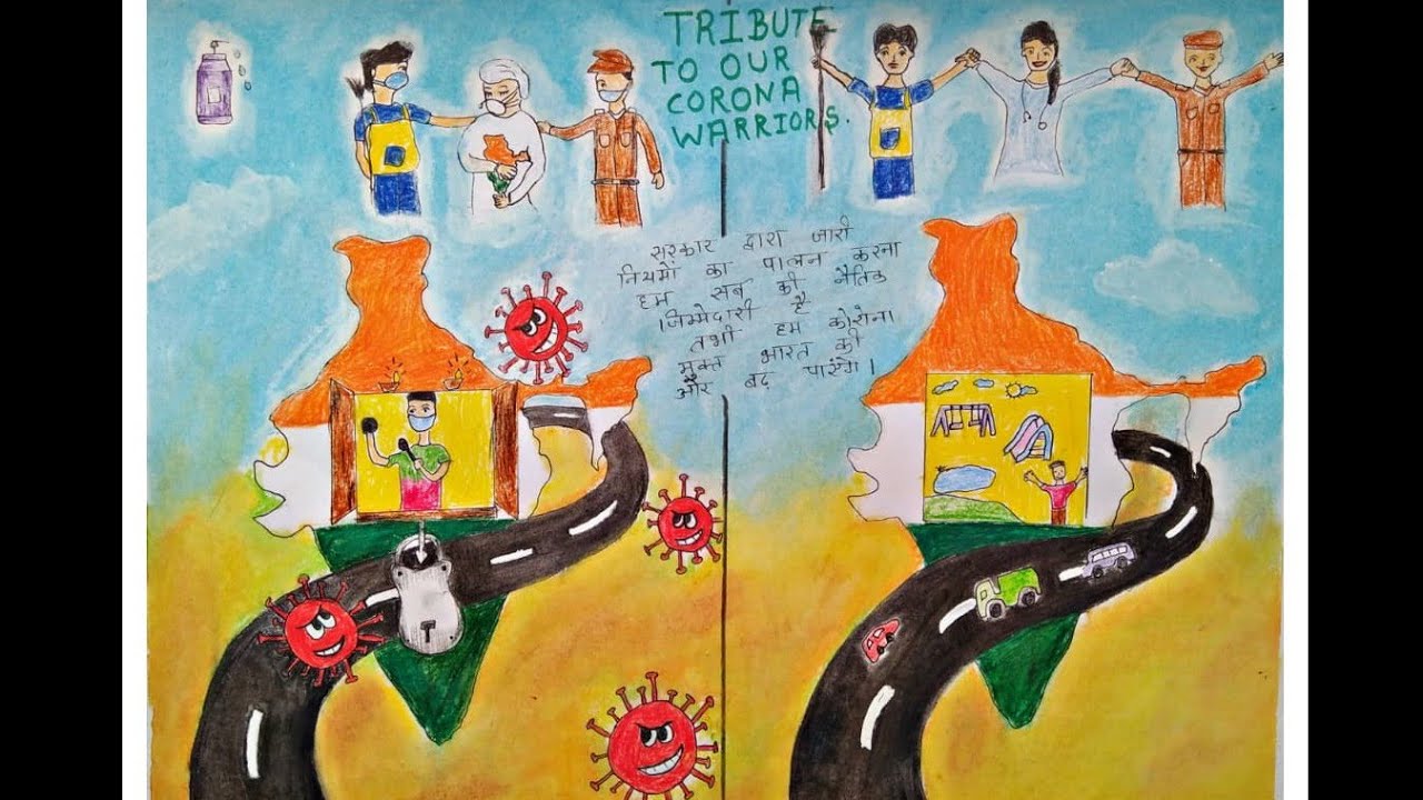 Coronavirus poster/corona yukt,corona mukt bharat/coronavirus poster making for competition