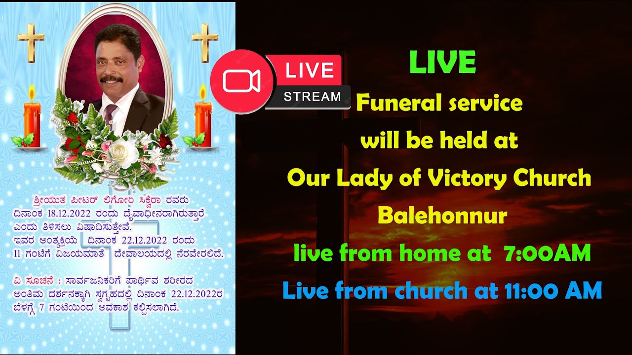 LIVE: Peter Ligory Sequeira. Funeral service will be held at Our Lady