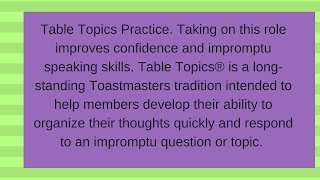 Toastmasters Table Topic #3