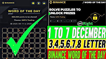 Binance Word of the day today Crypto Bitcoin theme Demo Trading wotd wodl answer 1-7 December 2025