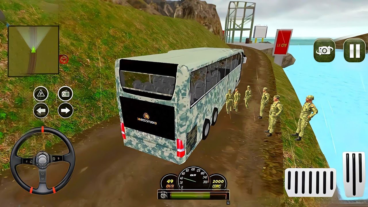 US Army Officer Bus Transporter Driving - Offroad Bus Transport Duty Driver - Android GamePlay