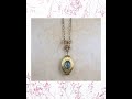 Blue Mosaic Glass Cabochon Bronze Photo Locket