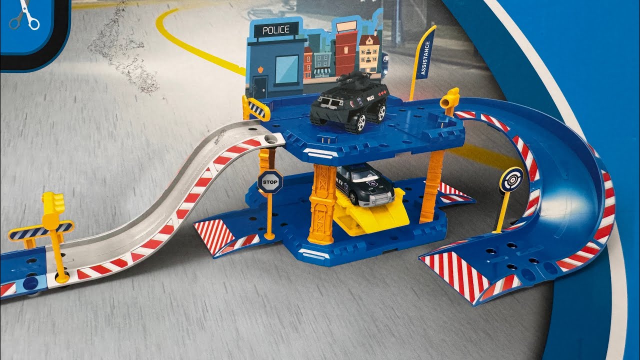 Unboxing the 1:64 Police Station Playset--Double-Level Parking Garage,Ramps & 2 Die - Cast Cars!
